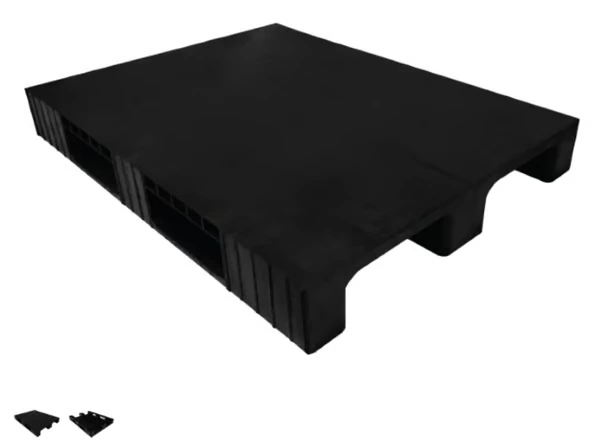 90 X 120 X 15 cm 2 Kızaklı 11 KG SİYAH ÜZERİ KAPALI PLASTİK PALET