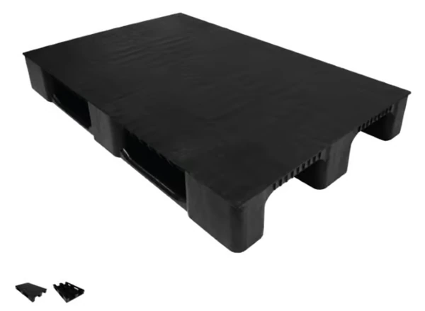 (EURO) 80 X 120 X 15 cm 3 Kızaklı 13 KG SİYAH ÜZERİ KAPALI PLASTİK PALET Plastik Palet