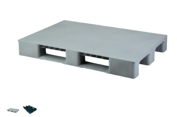 (EURO) 80 X 120 X 15 cm 3 Kızaklı 14 KG GRİ ÜZERİ KAPALI (PULLU) PLASTİK PALET Plastik Palet